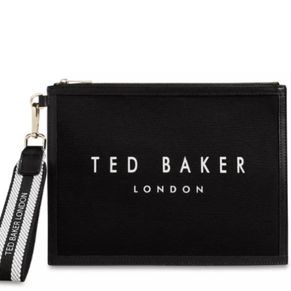 Ted Baker London Vivtora Leather Trim Cotton Canvas Wristlet Clutch NWT - Picture 2 of 9